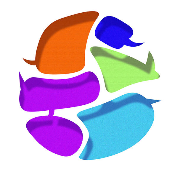 Speech bubbles recessed into the website.